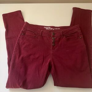 Hippie Laundry- women's size 30 maroon denim jeans button fly mid-rise skinny